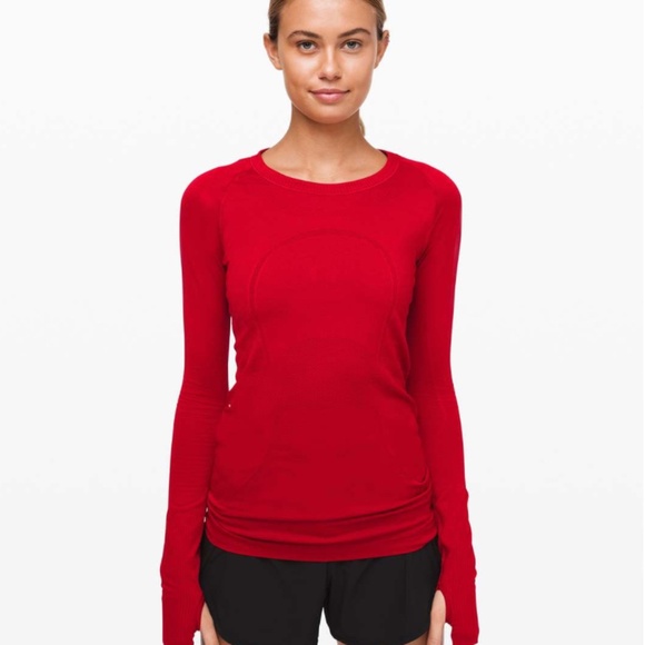 Lululemon Swiftly Tech Long Sleeve Crew Dark Red / Dark Red - Picture 1 of 14